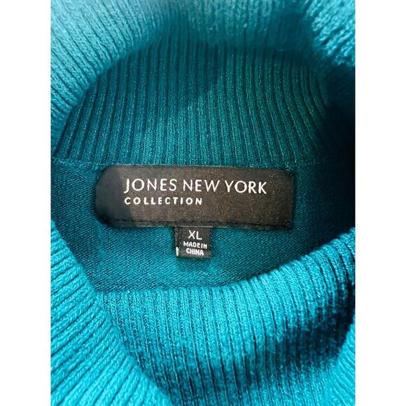 Jones‎ New York Turtleneck Workwear  Sweater Cable Knit Teal Soft Stretch  XL - Picture 4 of 8